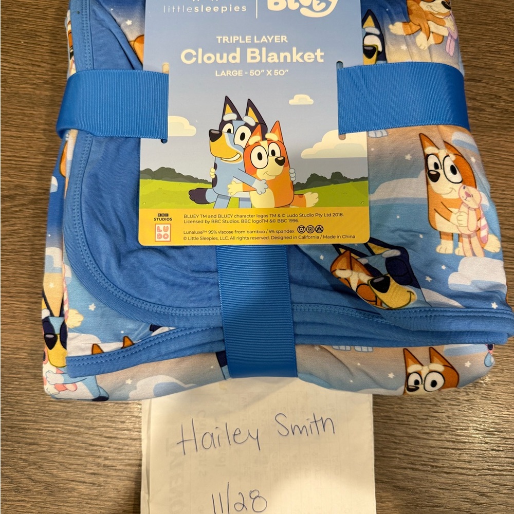 Little sleepies bluey cloud blanket